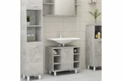 Badeværelsesmøbelsæt 3 Dele Spånplade Betongrå -TRADEMAX Salg badevaerelsesmoebelsaet 3 dele spaanplade betongraa graa 2300531