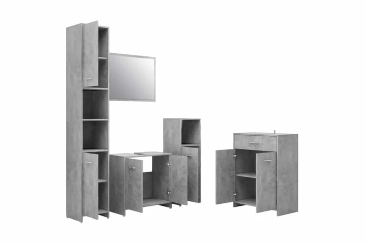 Badeværelsesmøbelsæt 4 Dele Betongrå 19 Badeværelsesmøbelsæt 4 Dele Betongrå - Billede 17
