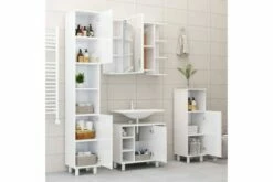 Badeværelsesskab 30x30x179 Cm Spånplade Hvid Højglans