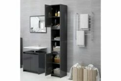 Badeværelsesskab 30X30X183,5 Cm Spånplade Grå Højglans -TRADEMAX Salg badevaerelsesskab 30x30x1835 cm spaanplade graa hoejglans graa 3396780