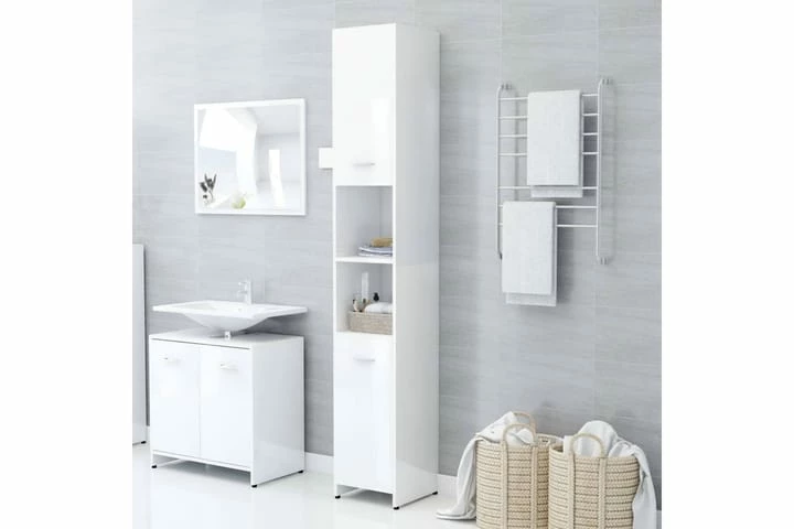 Badeværelsesskab 30X30X183,5 Cm Spånplade Hvid Højglans 8 Badeværelsesskab 30X30X183,5 Cm Spånplade Hvid Højglans - Billede 6