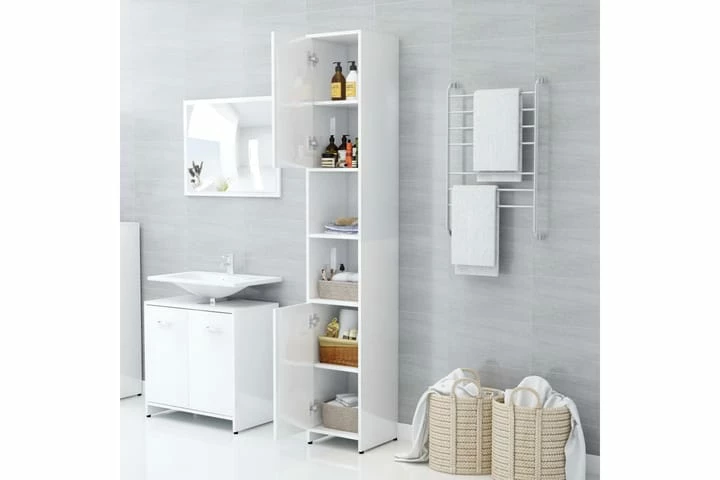 Badeværelsesskab 30X30X183,5 Cm Spånplade Hvid Højglans 19 Badeværelsesskab 30X30X183,5 Cm Spånplade Hvid Højglans - Billede 17