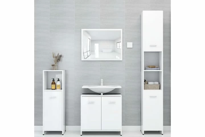 Badeværelsesskab 30X30X183,5 Cm Spånplade Hvid Højglans 22 Badeværelsesskab 30X30X183,5 Cm Spånplade Hvid Højglans - Billede 20