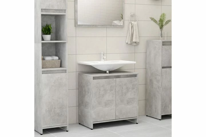Badeværelsesskab 60X33X58 Cm Spånplade Betongrå 3 Badeværelsesskab 60X33X58 Cm Spånplade Betongrå
