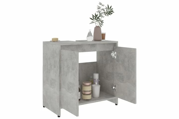 Badeværelsesskab 60X33X58 Cm Spånplade Betongrå 7 Badeværelsesskab 60X33X58 Cm Spånplade Betongrå - Billede 5