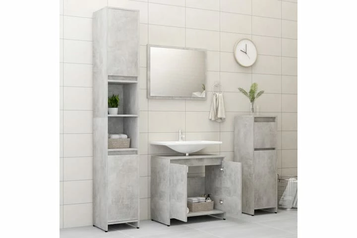 Badeværelsesskab 60X33X58 Cm Spånplade Betongrå 4 Badeværelsesskab 60X33X58 Cm Spånplade Betongrå - Billede 2