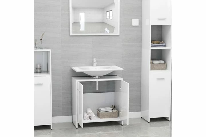 Badeværelsesskab 60X33X58 Cm Spånplade Hvid Højglans 10 Badeværelsesskab 60X33X58 Cm Spånplade Hvid Højglans - Billede 8