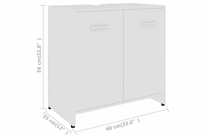 Badeværelsesskab 60X33X58 Cm Spånplade Hvid 9 Badeværelsesskab 60X33X58 Cm Spånplade Hvid - Billede 7