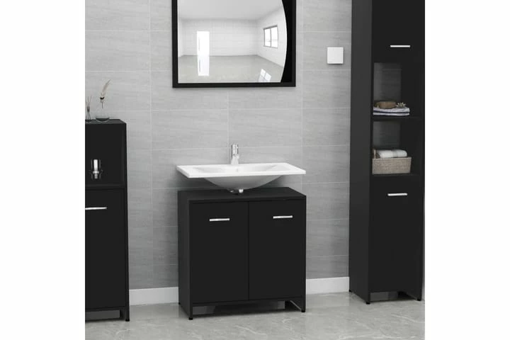 Badeværelsesskab 60X33X58 Cm Spånplade Sort 5 Badeværelsesskab 60X33X58 Cm Spånplade Sort - Billede 3