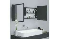 Badeværelsesskab M. Spejl + LED-lys 100x12x45 Cm Grå -TRADEMAX Salg badevaerelsesskab m spejl led lys 100x12x45 cm graa graa 2899345