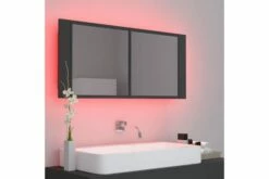 Badeværelsesskab M. Spejl + LED-lys 100x12x45 Cm Grå -TRADEMAX Salg badevaerelsesskab m spejl led lys 100x12x45 cm graa graa 2903893 1