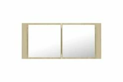 Badeværelsesskab M. Spejl + LED-lys 100x12x45 Cm Sonoma-eg