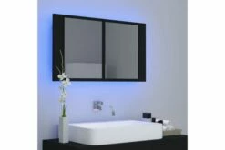 Badeværelsesskab M. Spejl + LED-lys 80x12x45 Cm Sort -TRADEMAX Salg badevaerelsesskab m spejl led lys 80x12x45 cm sort sort 2898876 1