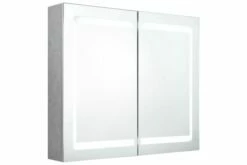 Badeværelsesskab M. Spejl + LED-lys 80x12x68 Cm Betongrå -TRADEMAX Salg badevaerelsesskab m spejl led lys 80x12x68 cm betongraa graa 2888769