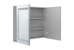 Badeværelsesskab M. Spejl + LED-lys 80x12x68 Cm Betongrå -TRADEMAX Salg badevaerelsesskab m spejl led lys 80x12x68 cm betongraa graa 2897230