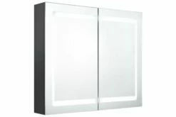 Badeværelsesskab M. Spejl + LED-lys 80x12x68 Cm Grå -TRADEMAX Salg badevaerelsesskab m spejl led lys 80x12x68 cm graa graa 2889031
