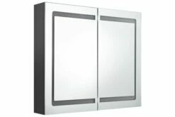 Badeværelsesskab M. Spejl + LED-lys 80x12x68 Cm Grå -TRADEMAX Salg badevaerelsesskab m spejl led lys 80x12x68 cm graa graa 2894316 1