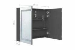 Badeværelsesskab M. Spejl + LED-lys 80x12x68 Cm Grå