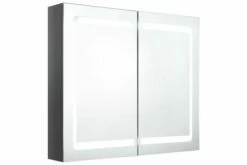 Badeværelsesskab M. Spejl + LED-lys 80x12x68 Cm Skinnende -TRADEMAX Salg badevaerelsesskab m spejl led lys 80x12x68 cm skinnende graa 2888670