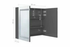 Badeværelsesskab M. Spejl + LED-lys 80x12x68 Cm Skinnende -TRADEMAX Salg badevaerelsesskab m spejl led lys 80x12x68 cm skinnende graa 2901152 1