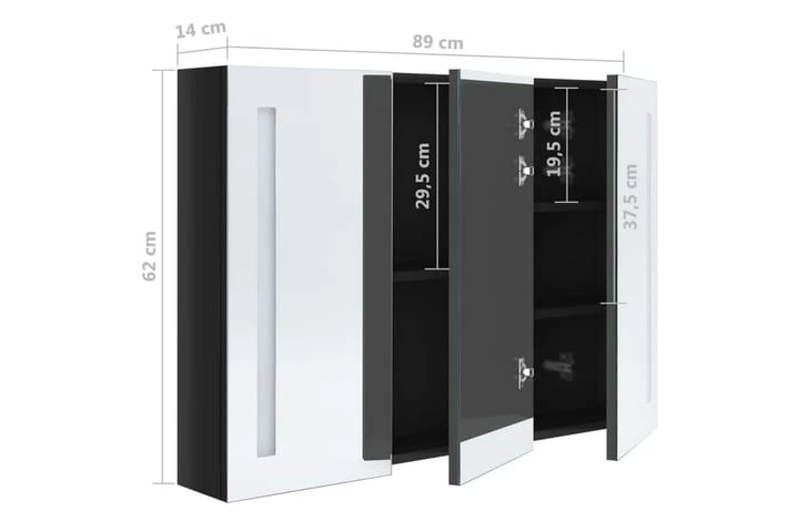 Badeværelsesskab M. Spejl + LED-lys 89x14x62 Cm 6 Badeværelsesskab M. Spejl + LED-lys 89x14x62 Cm - Billede 4