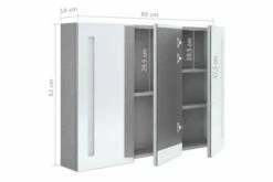 Badeværelsesskab M. Spejl + LED-lys 89x14x62 Cm Betongrå -TRADEMAX Salg badevaerelsesskab m spejl led lys 89x14x62 cm betongraa 2901105 1