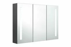 Badeværelsesskab M. Spejl + LED-lys 89x14x62 Cm Grå -TRADEMAX Salg badevaerelsesskab m spejl led lys 89x14x62 cm graa graa 2894322 1