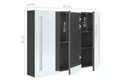 Badeværelsesskab M. Spejl + LED-lys 89x14x62 Cm Grå -TRADEMAX Salg badevaerelsesskab m spejl led lys 89x14x62 cm graa graa 2901375