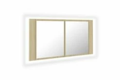 Badeværelsesskab M. Spejl + LED-lys 90x12x45 Cm Sonoma-eg -TRADEMAX Salg badevaerelsesskab m spejl led lys 90x12x45 cm sonoma eg brun 2889554 1