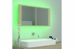Badeværelsesskab M. Spejl + LED-lys 90x12x45 Cm Sonoma-eg -TRADEMAX Salg badevaerelsesskab m spejl led lys 90x12x45 cm sonoma eg brun 2898964 1