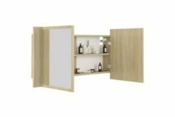 Badeværelsesskab M. Spejl + LED-lys 90x12x45 Cm Sonoma-eg -TRADEMAX Salg badevaerelsesskab m spejl led lys 90x12x45 cm sonoma eg brun 2903690 1
