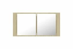 Badeværelsesskab M. Spejl + LED-lys 90x12x45 Cm Sonoma-eg -TRADEMAX Salg badevaerelsesskab m spejl led lys 90x12x45 cm sonoma eg brun 2903692