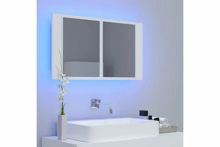 Badeværelsesskab M. Spejl Og LED-lys 80x12x45 Cm Hvid 7 Badeværelsesskab M. Spejl Og LED-lys 80x12x45 Cm Hvid - Billede 5