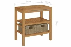 Badeværelsesskab Med Håndvask Massivt Teak Marmor Creme -TRADEMAX Salg badevaerelsesskab med haandvask massivt teak marmor creme brun 2423841