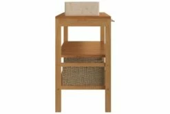 Badeværelsesskab Med Håndvaske Teak Marmor Cremefarvet -TRADEMAX Salg badevaerelsesskab med haandvaske teak marmor cremefarvet brun 2425767 1