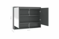 Badeværelsesskab Med Spejl 80x15x60 Cm MDF Skinnende Grå -TRADEMAX Salg badevaerelsesskab med spejl 80x15x60 cm mdf skinnende graa graa 3687369 1