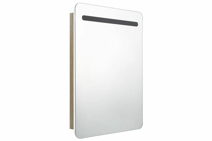 Badeværelsesskab Med Spejl + LED-lys 60x11x80cm Og Egetræ 10 Badeværelsesskab Med Spejl + LED-lys 60x11x80cm Og Egetræ - Billede 8