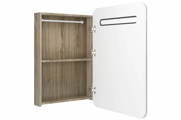 Badeværelsesskab Med Spejl + LED-lys 60x11x80cm Og Egetræ 16 Badeværelsesskab Med Spejl + LED-lys 60x11x80cm Og Egetræ - Billede 14