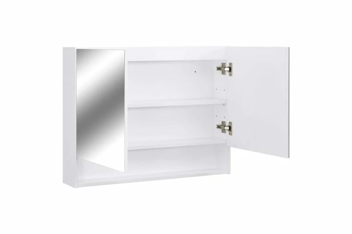 Badeværelsesskab Med Spejl Og LED 80x15x60 Cm MDF Hvid 11 Badeværelsesskab Med Spejl Og LED 80x15x60 Cm MDF Hvid - Billede 9