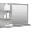 Badeværelsesspejl 60x10,5x45 Cm Spånplade Betongrå -TRADEMAX Salg badevaerelsesspejl 60x105x45 cm spaanplade betongraa graa 3337777