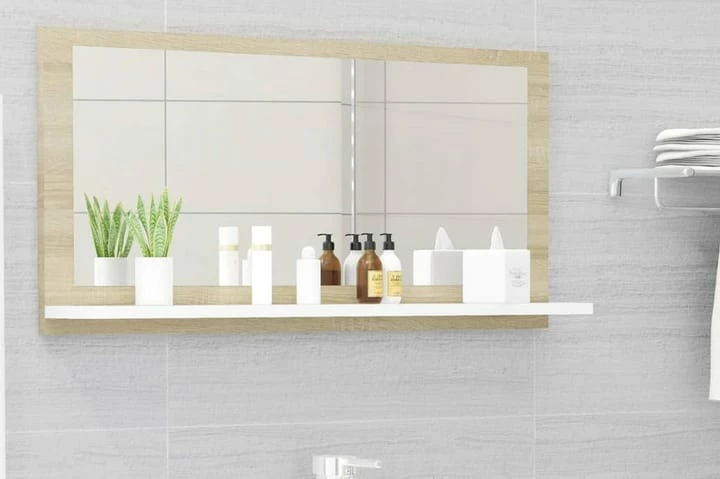 Badeværelsesspejl 80x10,5x37 Cm Spånplade Sonoma-Eg Hvid 13 Badeværelsesspejl 80x10,5x37 Cm Spånplade Sonoma-Eg Hvid - Billede 11