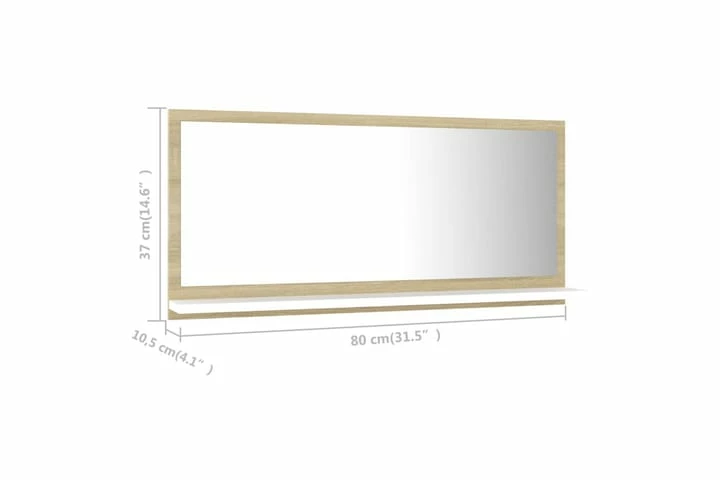 Badeværelsesspejl 80x10,5x37 Cm Spånplade Sonoma-Eg Hvid 5 Badeværelsesspejl 80x10,5x37 Cm Spånplade Sonoma-Eg Hvid - Billede 3
