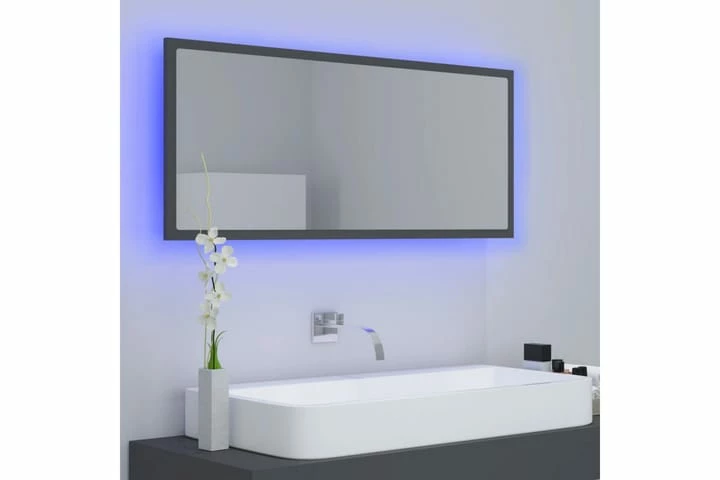 Badeværelsesspejl M. LED-lys 100x8,5x37 Cm Spånplade Grå 9 Badeværelsesspejl M. LED-lys 100x8,5x37 Cm Spånplade Grå - Billede 7