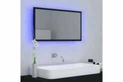 Badeværelsesspejl M. LED-lys 80x8,5x37 Cm Spånplade Sort -TRADEMAX Salg badevaerelsesspejl m led lys 80x85x37 cm spaanplade sort sort 2899391 1