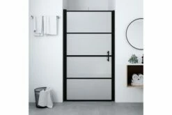 Brusedør 100x178 Cm Matteret Hærdet Glas Sort