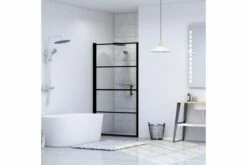 Brusedør 81 X 195 Cm Hærdet Glas Sort