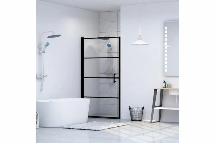Brusedør 81 X 195 Cm Hærdet Glas Sort 3 Brusedør 81 X 195 Cm Hærdet Glas Sort