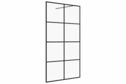 Brusevæg 90x195 Cm Klart Sikkerhedsglas Sort -TRADEMAX Salg brusevaeg 90x195 cm klart sikkerhedsglas sort gennemsigtig 3707046
