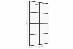 Brusevæg 90x195 Cm Klart Sikkerhedsglas Sort -TRADEMAX Salg brusevaeg 90x195 cm klart sikkerhedsglas sort gennemsigtig 3723920