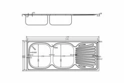 Dobbelt Køkkenvask 1200x500x155 Mm Rustfrit Stål Sølvfarvet -TRADEMAX Salg dobbelt koekkenvask 1200x500x155 mm rustfrit staal soelvfarvet soelv 2903892 1